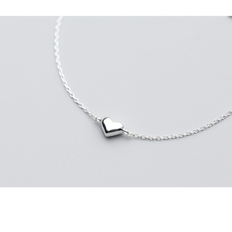 Silver Anklet Women's Heart-shaped Sweet Love Foot Jewelry