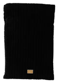 Dolce & Gabbana Black Velvet Quilt Drawstring Logo Plaque Pouch Bag
