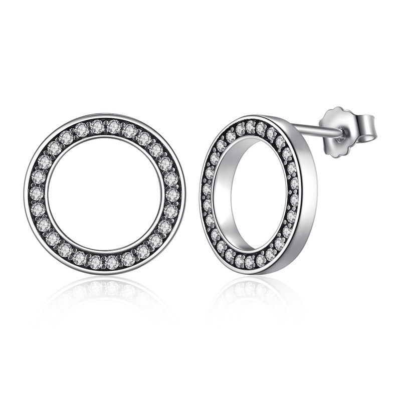 S925 Vintage Round Earrings In Sterling Silver