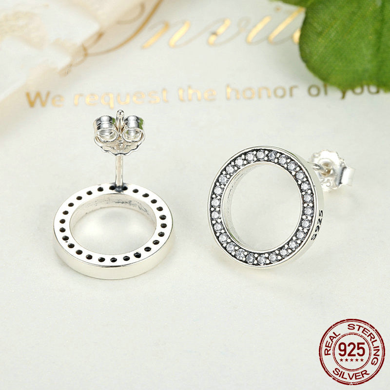S925 Vintage Round Earrings In Sterling Silver