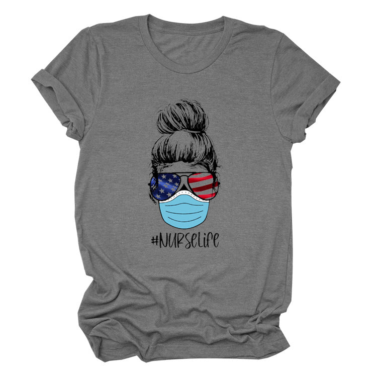 Nurse print T-shirt with short sleeves