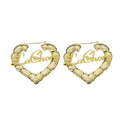 Customized Titanium Steel Name Bamboo Earrings Round