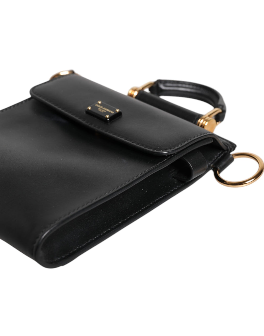 Dolce & Gabbana Black Calfskin Leather Logo Plaque Mini Bag