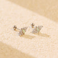 S925 Silver Opal-studded Screw-back Stud Earrings