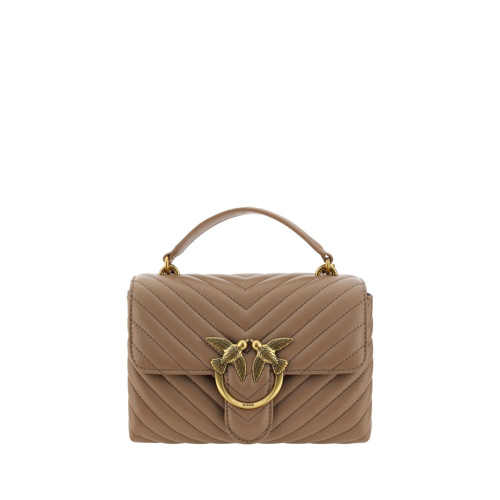 PINKO Brown Calf Leather Bos Taurus Handbag