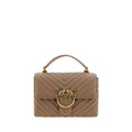 PINKO Brown Calf Leather Bos Taurus Handbag