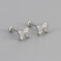 Sweet Bowknot Zircon Screw-back Stud Earrings
