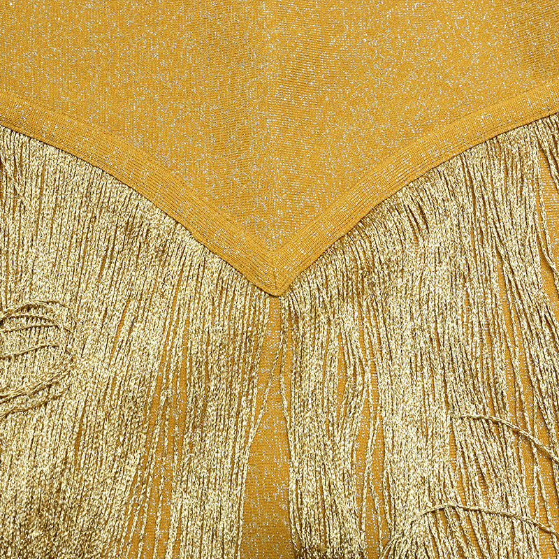 Gold Glitter Evening Dress Prom Fringe Jumpsuit