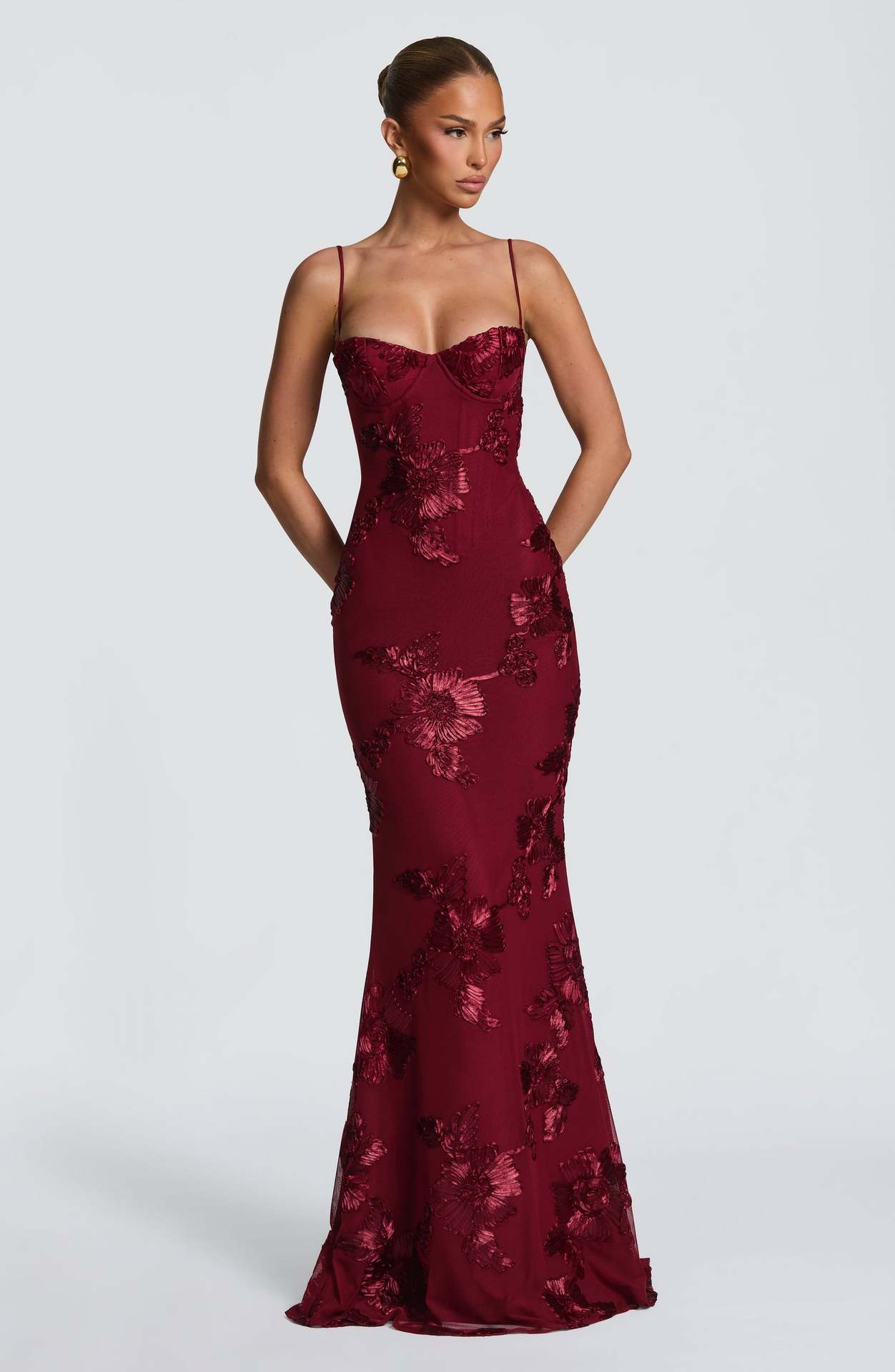 Flower-decorated Evening Dress High-end Banquet Elegant Slimming