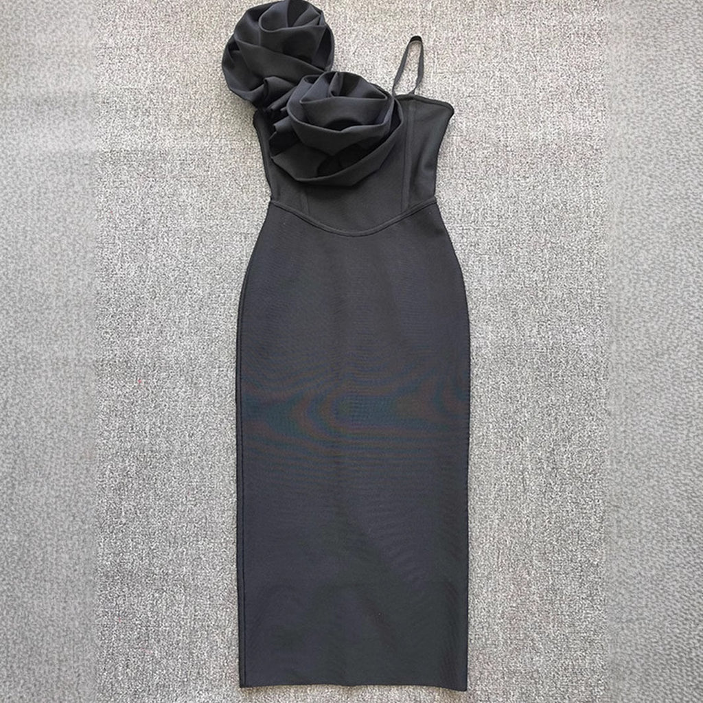 Sexy Strapless 3D Floral Elegant Bandage Dress